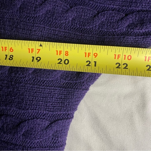 CHAPS by Ralph Lauren Woman's Purple Cable Knit Boat Neck Pullover Sweater M - Picture 5 of 6